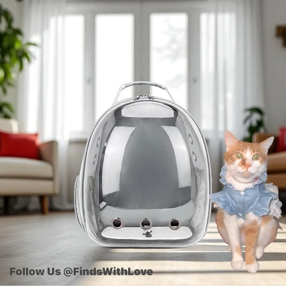 Gray-PetPack Adorable Bubble Carrying Bag for Small, Cats, Space Capsule Pet